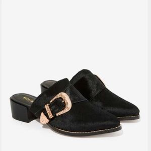 RARE NIGHTWALKER Pony Hair Mules in Black